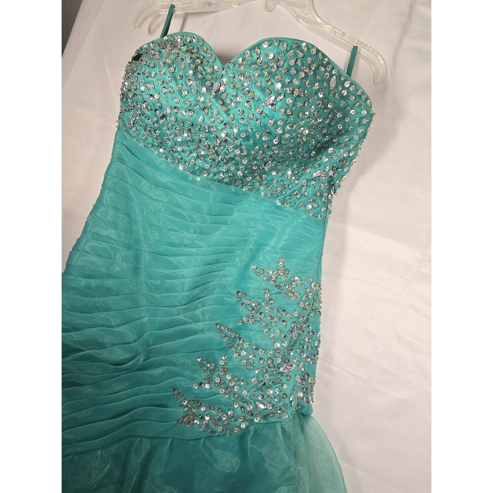 Green Prom Dress Sequined Strapless Ball Gown
